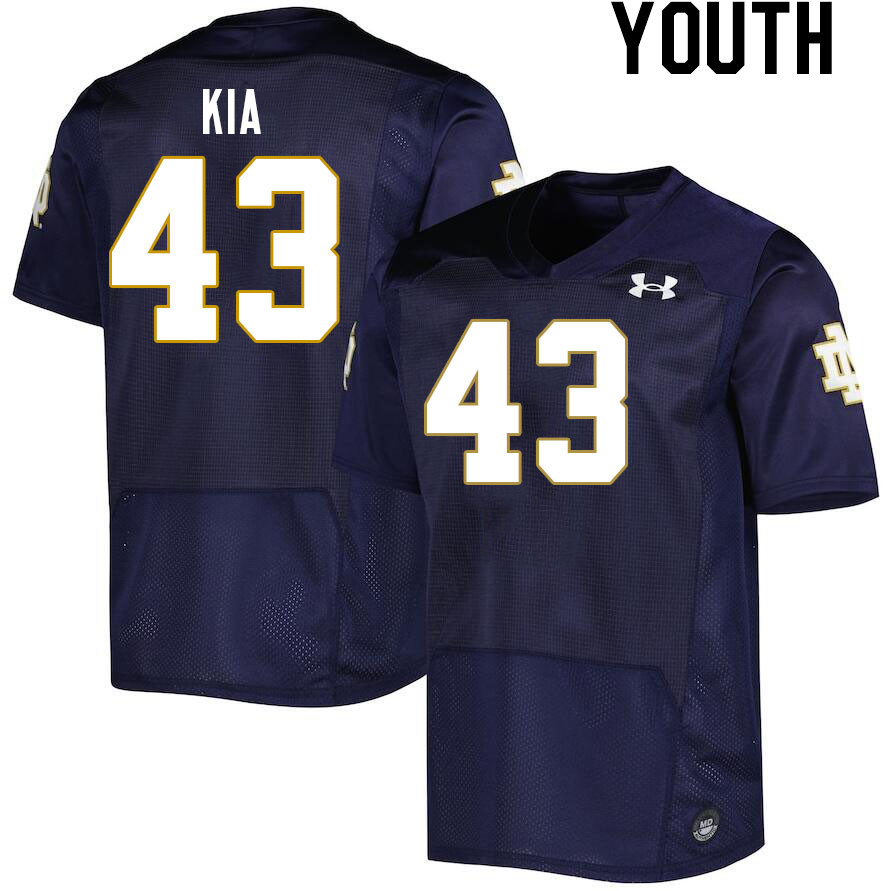 Youth #43 Kahanu Kia Notre Dame Fighting Irish College Football Jerseys Stitched-Navy